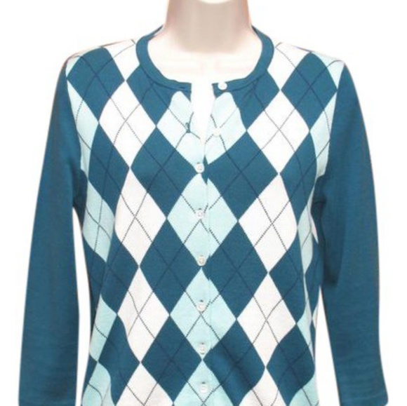 J. Crew Sweaters - J Crew 3/4 sleeve argyle sweater